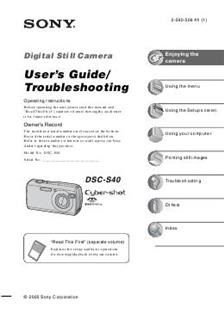 Sony Cyber-shot S40 manual. Camera Instructions.